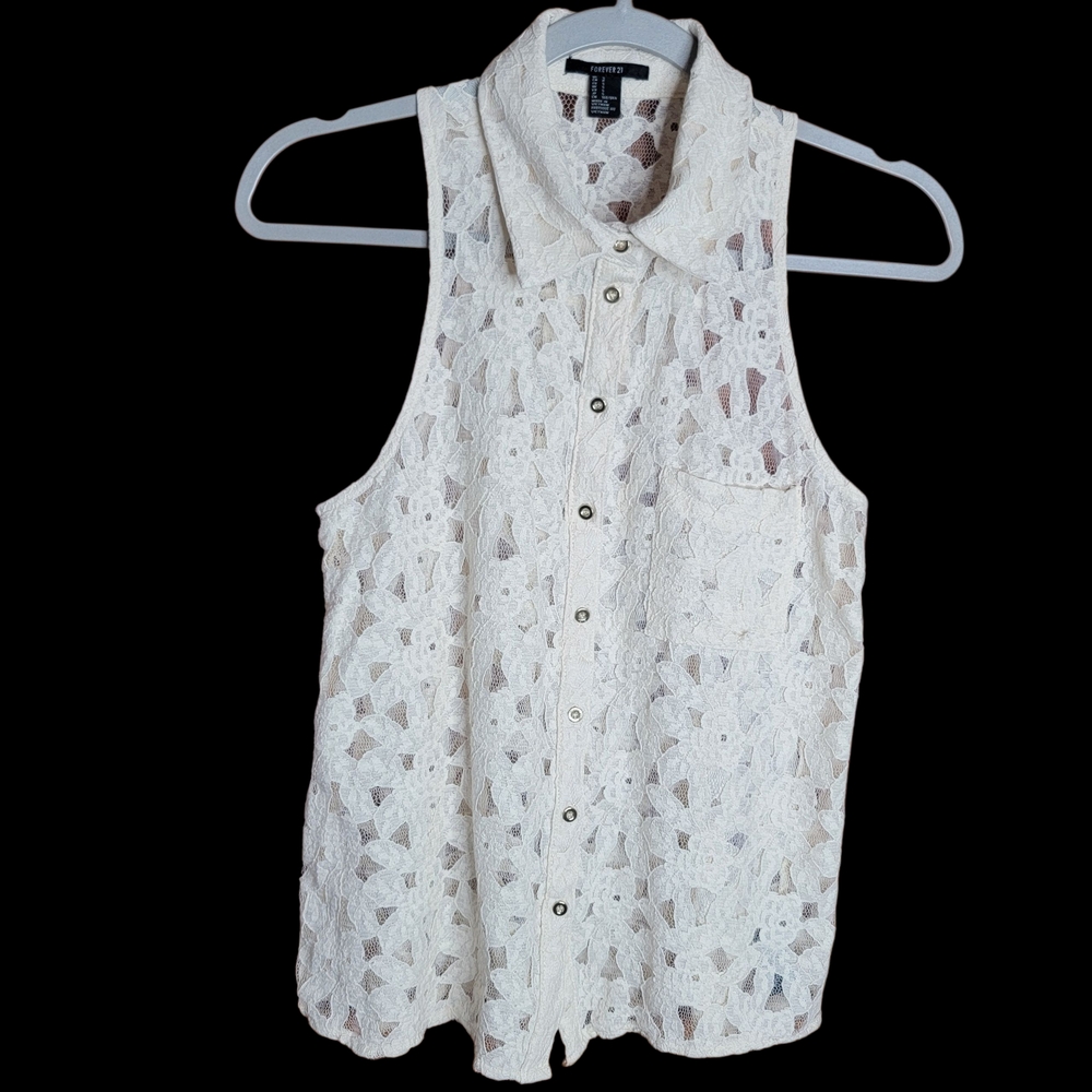 Forever 21 Cream Lace Top